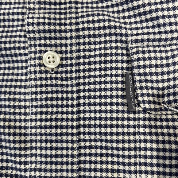 Woolrich Wool Blend Flannel Shirt Men LARGE Black Beige Plaid USA Pockets Button - Picture 5 of 10